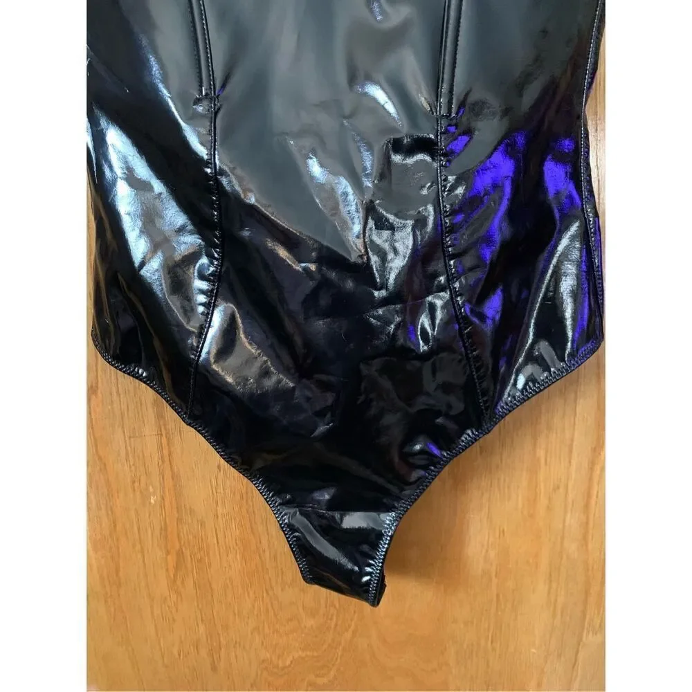 Fleur du Mal PVC Frankie Lace Bodysuit in Black Size S - Picture 9 of 12